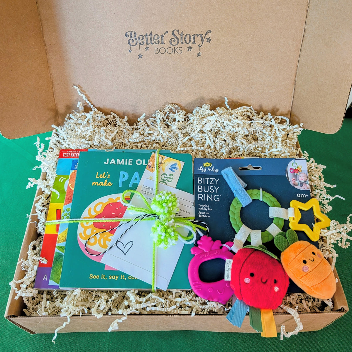 Food - Baby Book Gift Box | Stir Crack Whisk Bake & Eating the Alphabet Book Bundle with Veggie Teether Toy