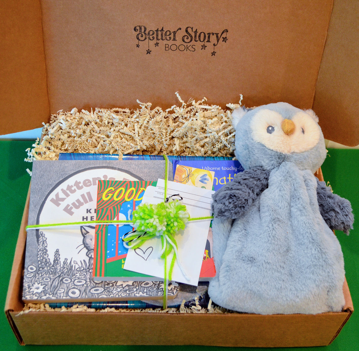 Moon - Baby Book Gift Box | Goodnight Moon and Kitten's First Full Moon Book Bundle with Owl Lovey
