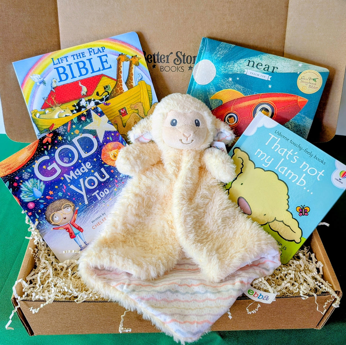 Bible Stories - Baby Book Gift Box | Near - Psalm 139 & God Made You Too Book Bundle with Lamb Lovey