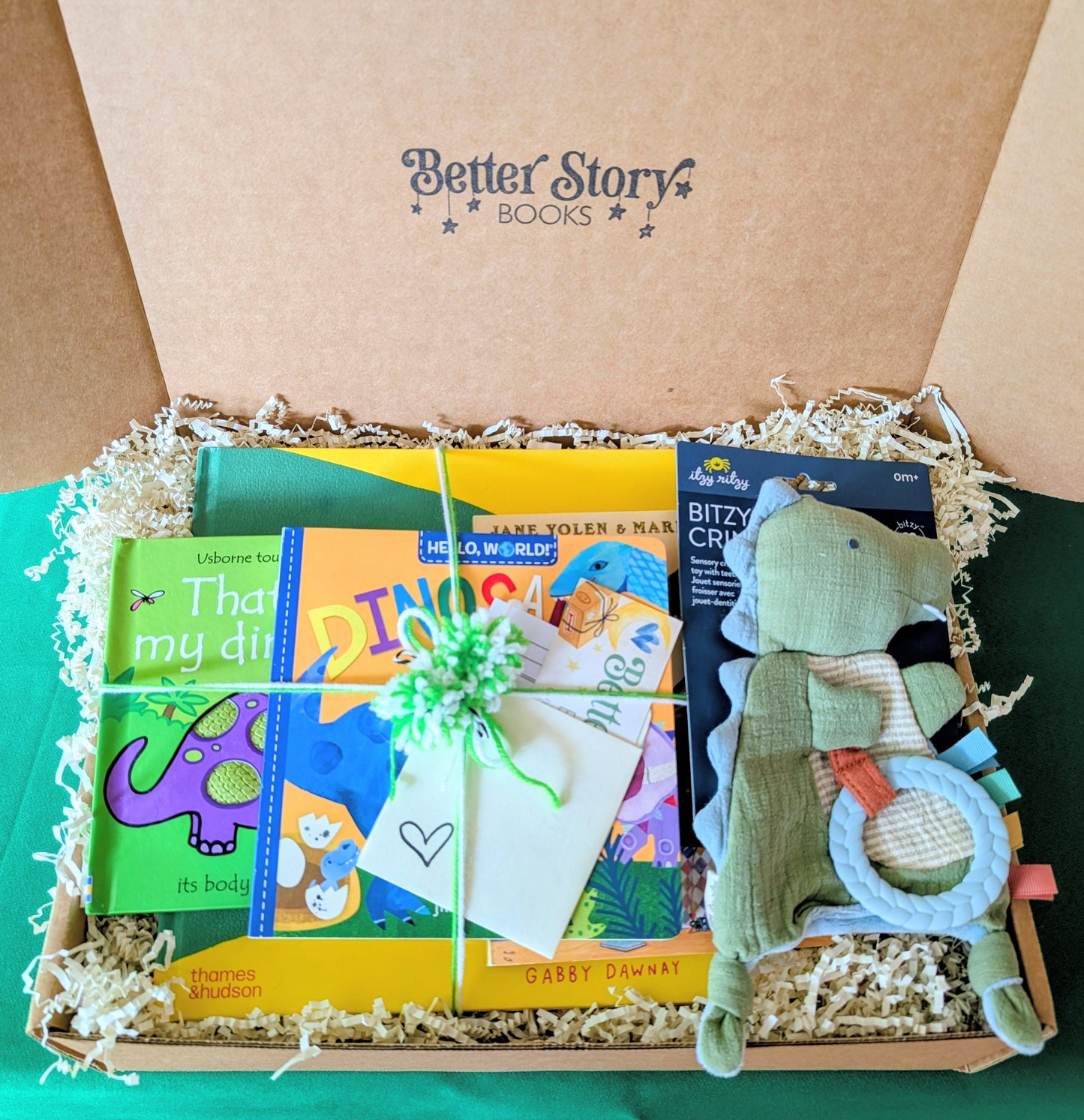 Dinosaur Baby Gift Box & Book Bundle | How do Dinosaurs Say Good Night Book Bundle with Dino Lovey