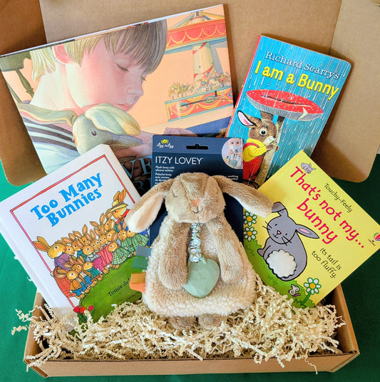 Bunny Baby Gift Box & Book Bundle | Velveteen Rabbit & I am a Bunny Book Bundle with Bunny Lovey