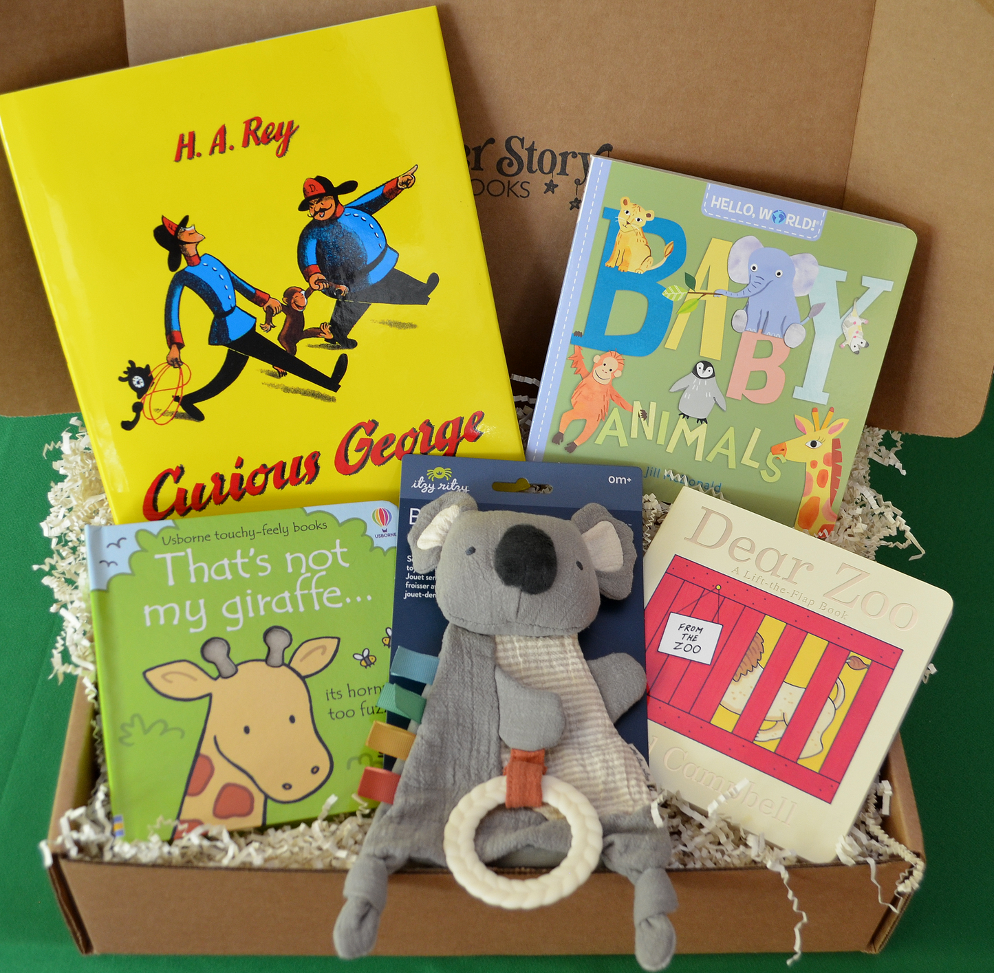 Zoo Animal Baby Gift Box & Book Bundle | Curious George & Dear Zoo Book Bundle with Koala Lovey