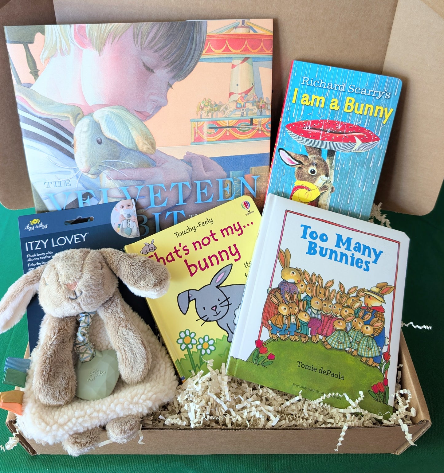 Bunny Baby Gift Box & Book Bundle | Velveteen Rabbit & I am a Bunny Book Bundle with Bunny Lovey