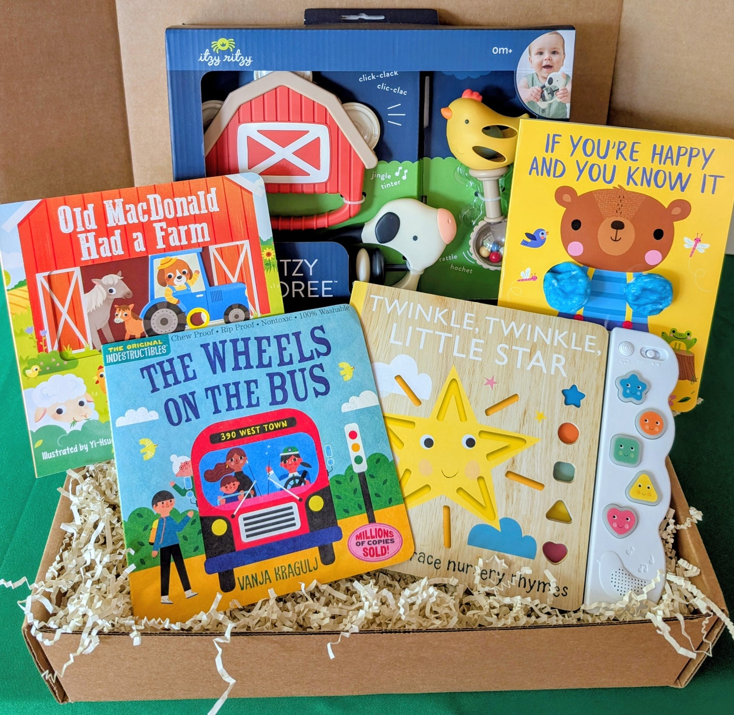 Children's Songs Baby Gift Box & Book Bundle | Old MacDonald & Twinkle Twinkle Book Bundle with Musical Instrument Set
