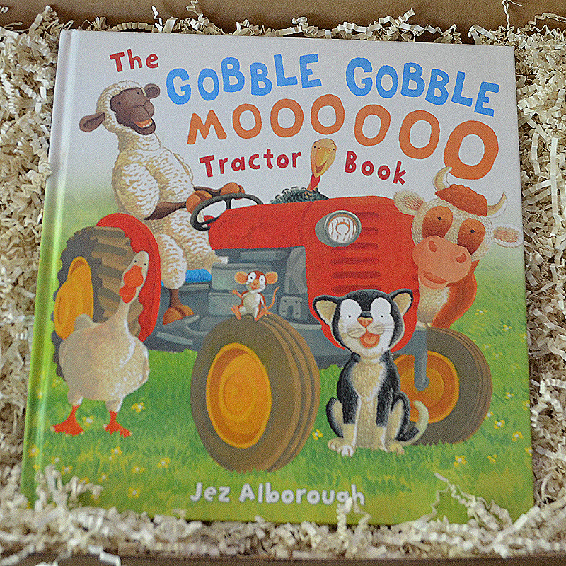 Farm Animal Baby Gift Box & Book Bundle | Barnyard Dance & Gobble Gobble Moooooo Tractor Book Bundle with Cow Lovey