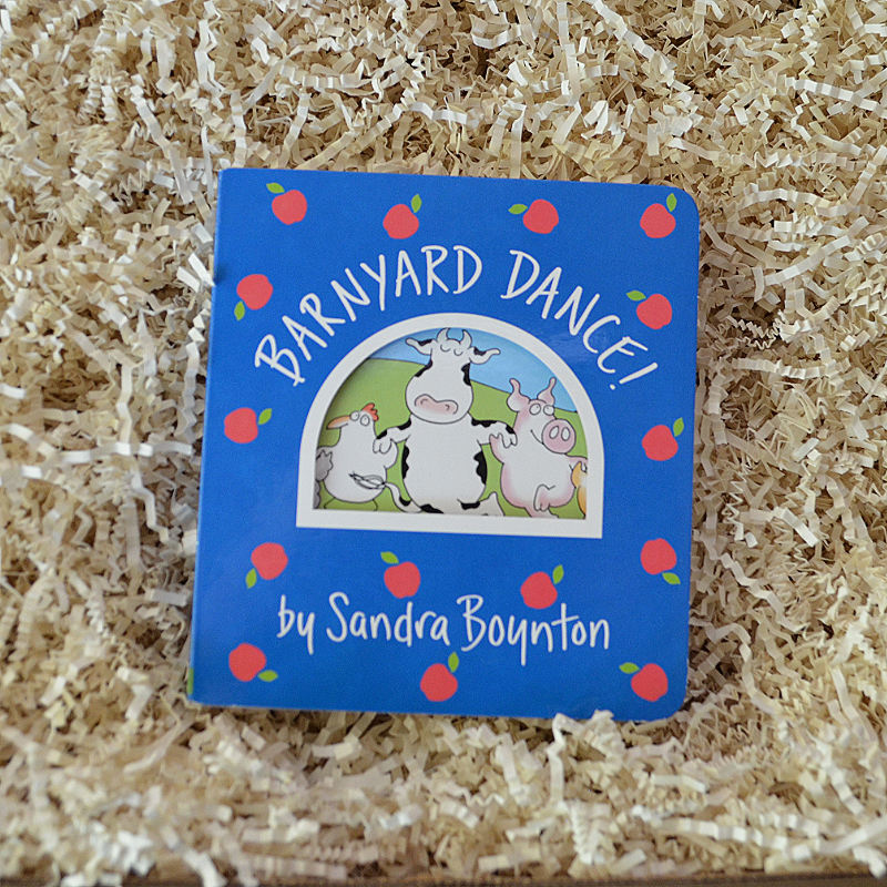 Farm Animal Baby Gift Box & Book Bundle | Barnyard Dance & Gobble Gobble Moooooo Tractor Book Bundle with Cow Lovey