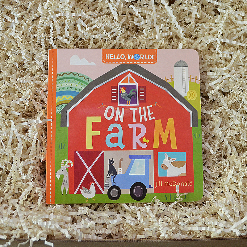 Farm Animal Baby Gift Box & Book Bundle | Barnyard Dance & Gobble Gobble Moooooo Tractor Book Bundle with Cow Lovey
