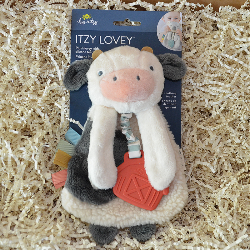 Farm Animal Baby Gift Box & Book Bundle | Barnyard Dance & Gobble Gobble Moooooo Tractor Book Bundle with Cow Lovey